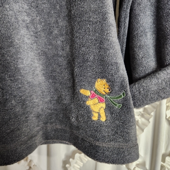Disney Store Vintage Pooh Quarter Zip Fleece Winter Mittens Jacket Sz XL - Picture 2 of 7